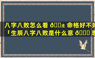 八字八败怎么看 🐱 命格好不好「生辰八字八败是什么意 🐛 思」